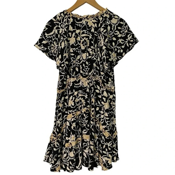 Anthropologie Black and Cream Floral Dress - Picture 3 of 10